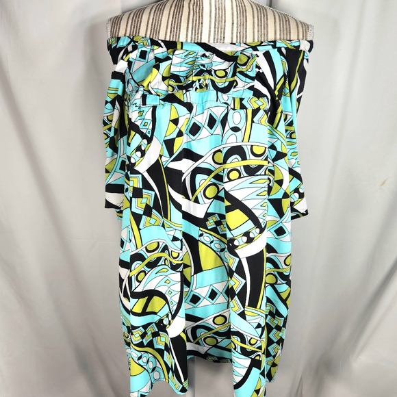 Maggie Barnes Multicolored On/Off Shoulder Button Accent Short Sleeve Tunic 2X - Picture 4 of 9